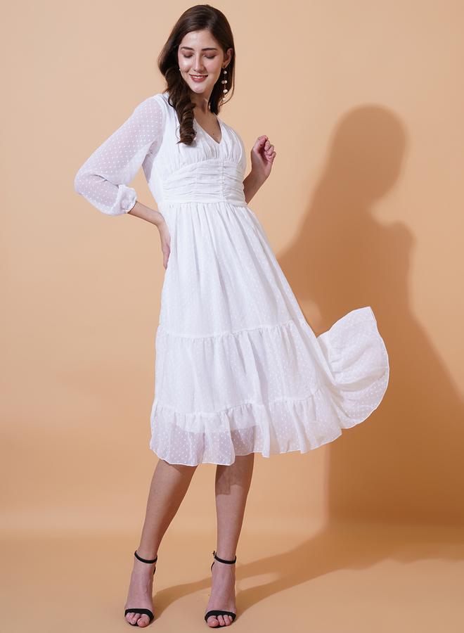 U&F Swiss Dot Midi Dress - Image 2