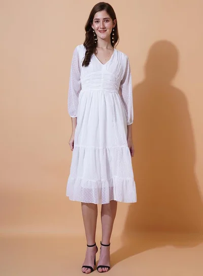 U&F Swiss Dot Midi Dress