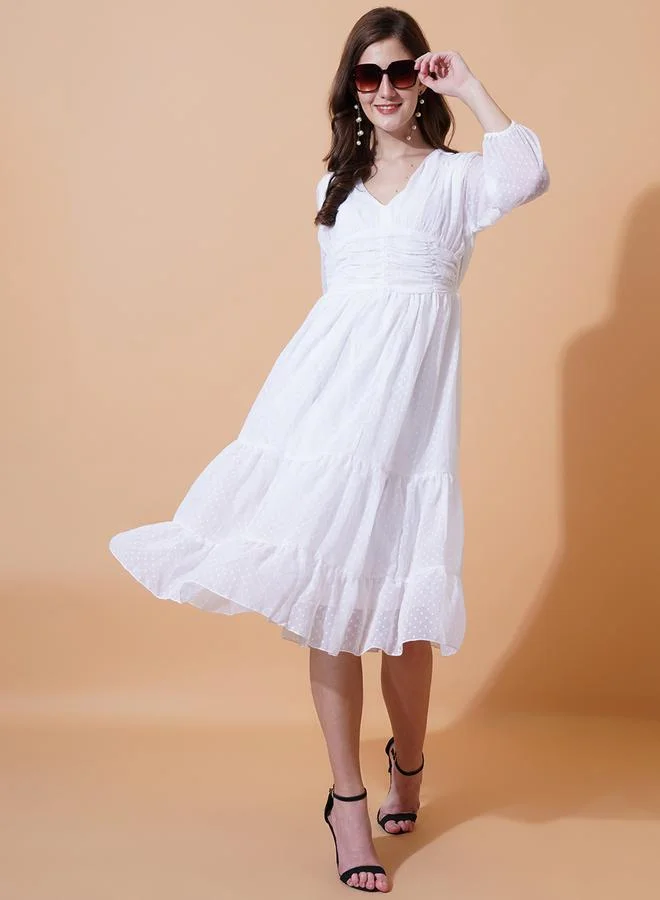 U&F Swiss Dot Midi Dress
