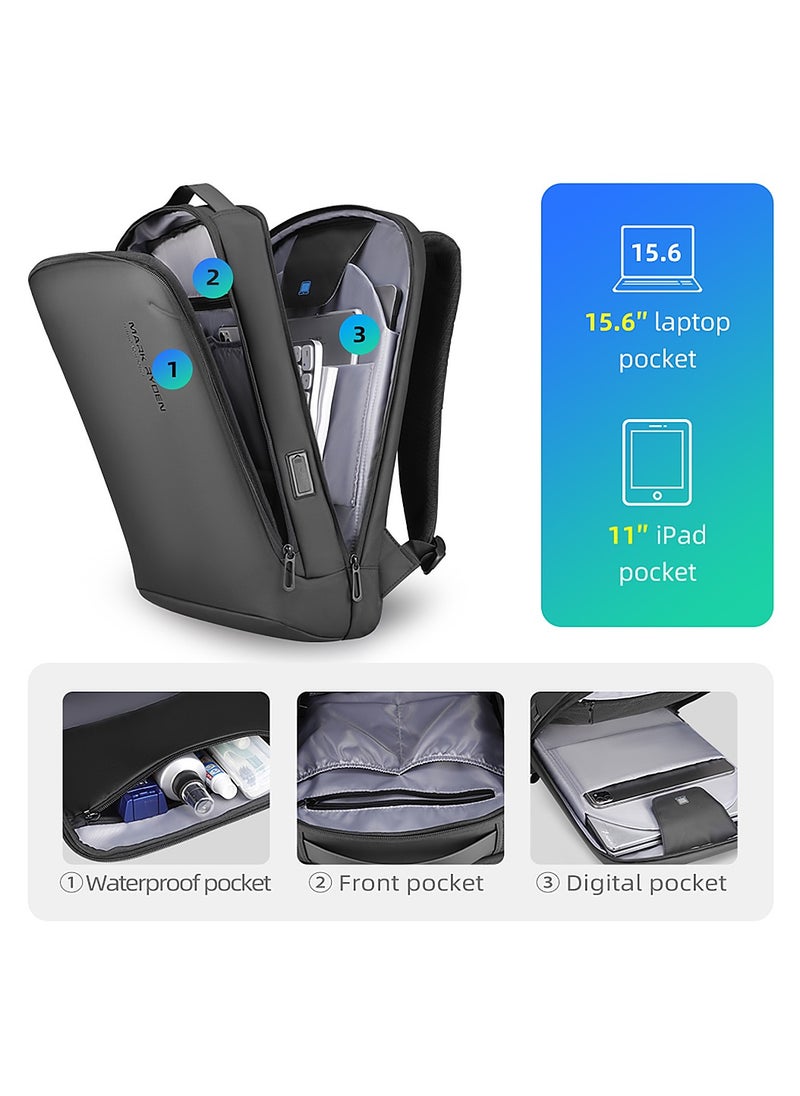 MARK RYDEN MARK RYDEN Slim Laptop Backpack for Men, High Tech Backpack with Scratch Resistant Shell and USB Charging Port, Waterproof Business Backpack Ideal for Working, Commuting, Daily …  - Image 4