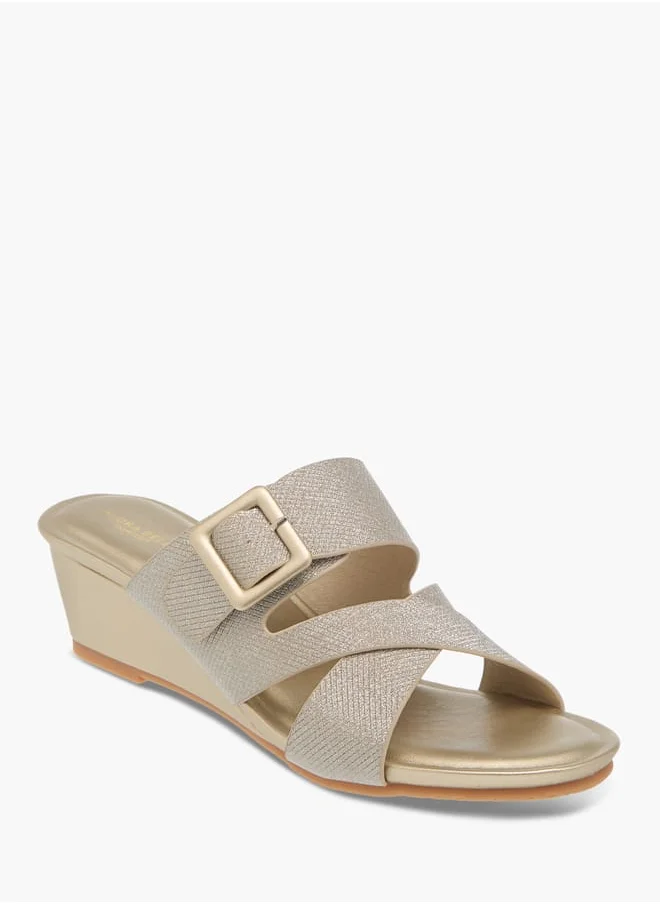 فلورا بيلا من شو إكسبرس Womens Textured Slip-On Sandals With Wedge Heels