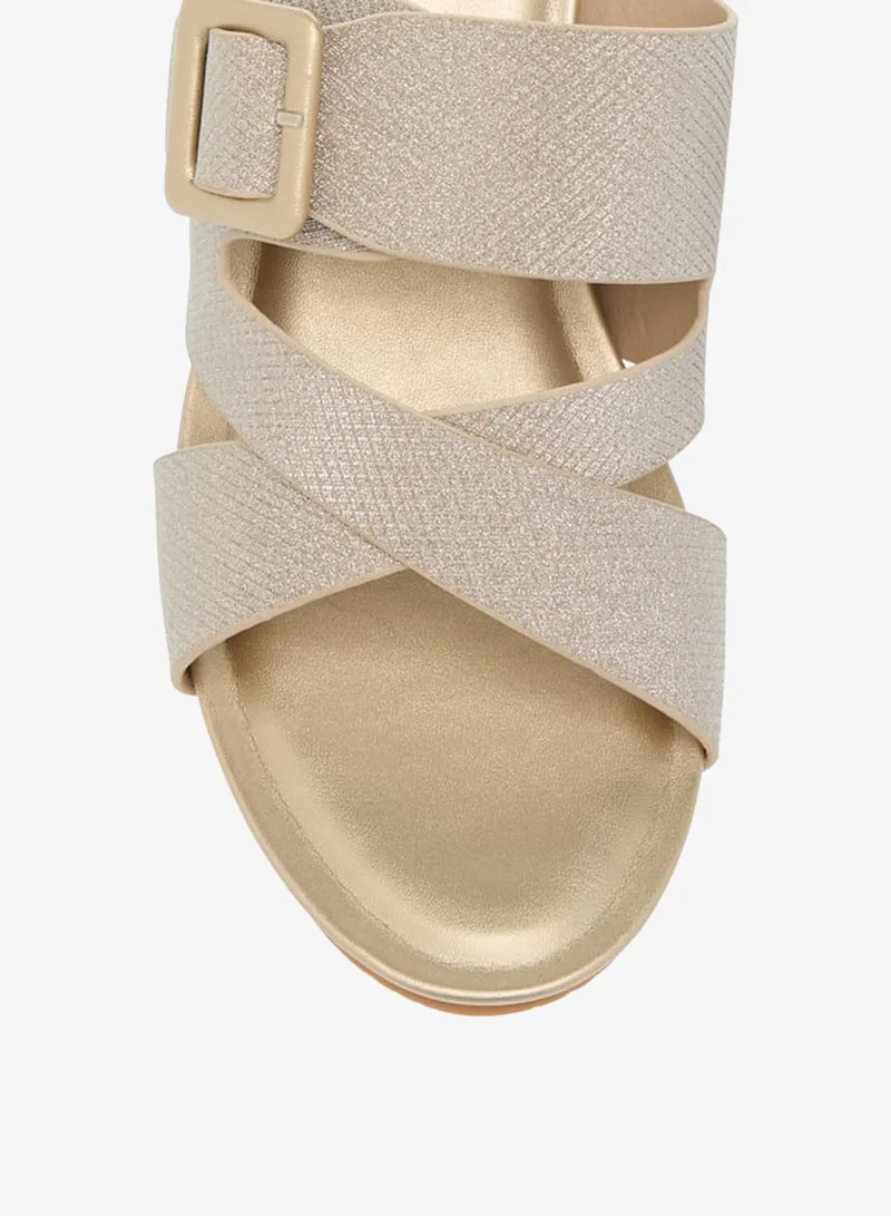 Flora Bella By Shoexpress Womens Textured Slip-On Sandals With Wedge Heels