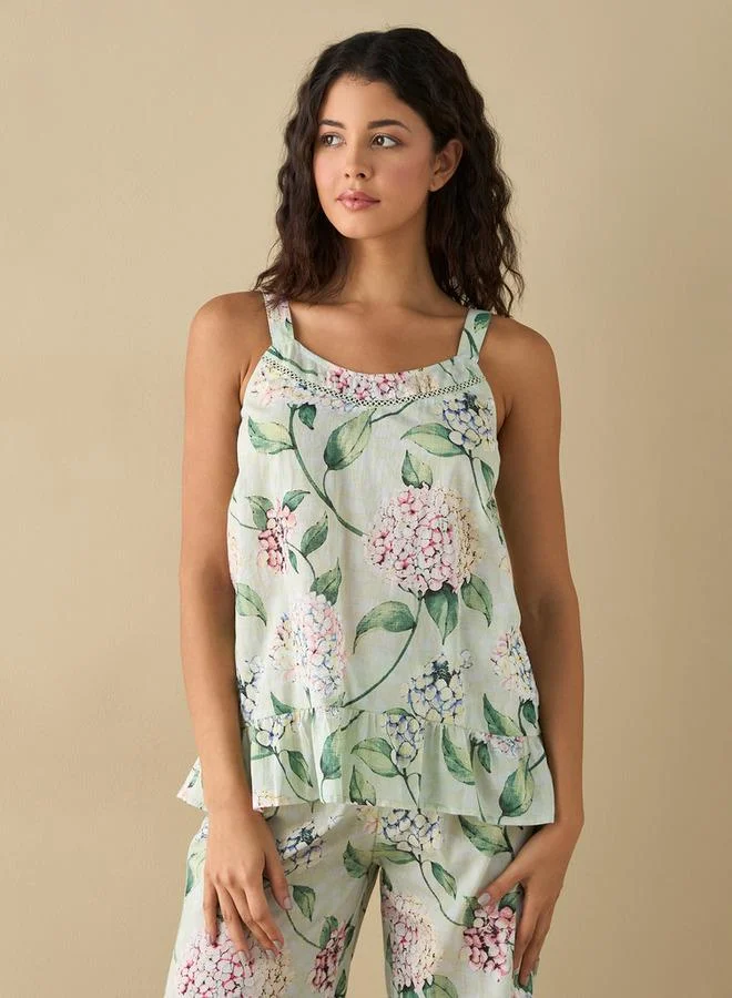 Splash FAV All-Over Floral Print Sleeveless Top and Pyjama Set