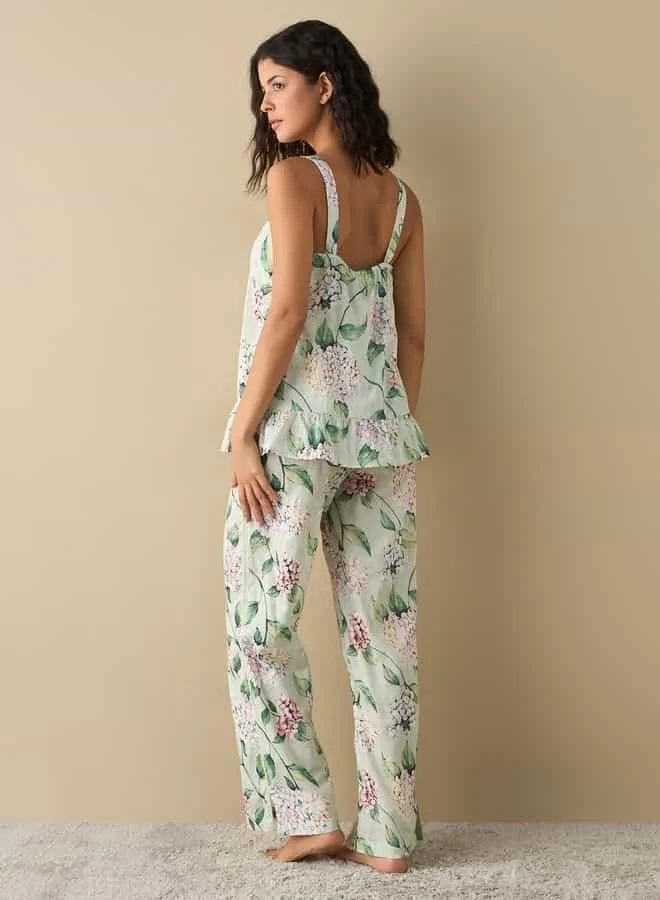 Splash FAV All-Over Floral Print Sleeveless Top and Pyjama Set