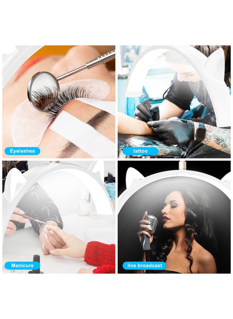XiuWoo - Lash Light for Eyelash Tech, Stepless Dimmable 3 Color Modes Half Moon Lamp, Estheticians Light with Phone Holder, Height Adjustable LED Lash Lamp for Eyelash Extensions Makeup Tattoo Spa Nail Black ‎33 x 9.06 x 71 inches - Image 1