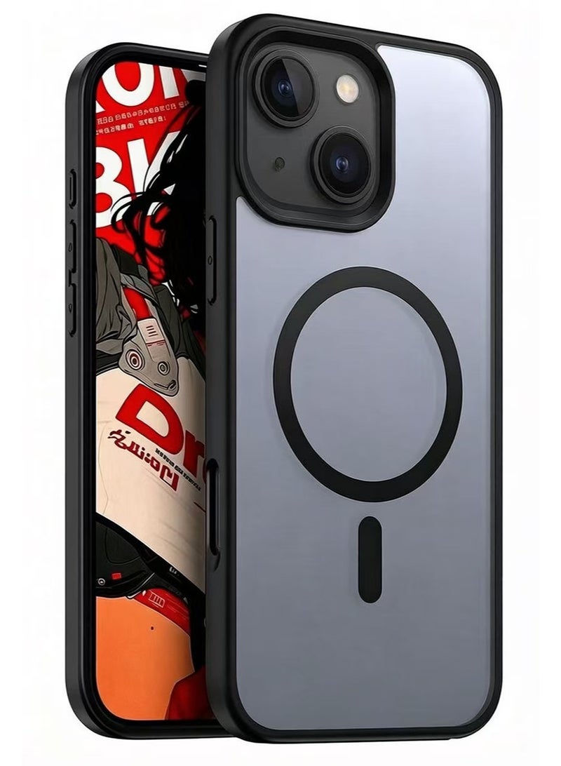 iPhone 15 Plus MagSafe Case Magnetic Back Cover,【Full Shockproof Protection】Translucent Matte Back, Slim Phone Cover with Strong Magnet for Apple 15 Plus (2023)(Black) - Image 1