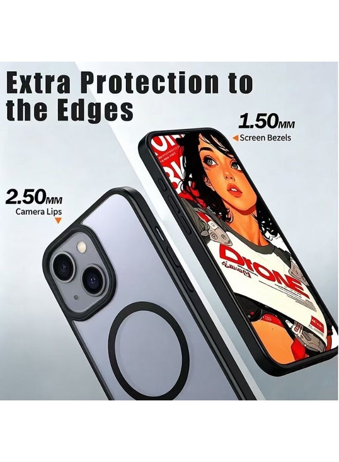 iPhone 15 Plus MagSafe Case Magnetic Back Cover,【Full Shockproof Protection】Translucent Matte Back, Slim Phone Cover with Strong Magnet for Apple 15 Plus (2023)(Black) - Image 4