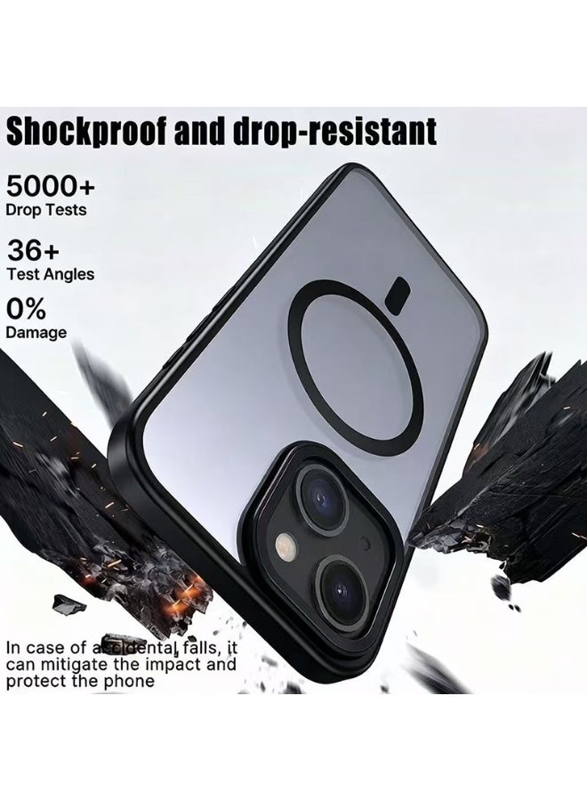 iPhone 15 Plus MagSafe Case Magnetic Back Cover,【Full Shockproof Protection】Translucent Matte Back, Slim Phone Cover with Strong Magnet for Apple 15 Plus (2023)(Black) - Image 3
