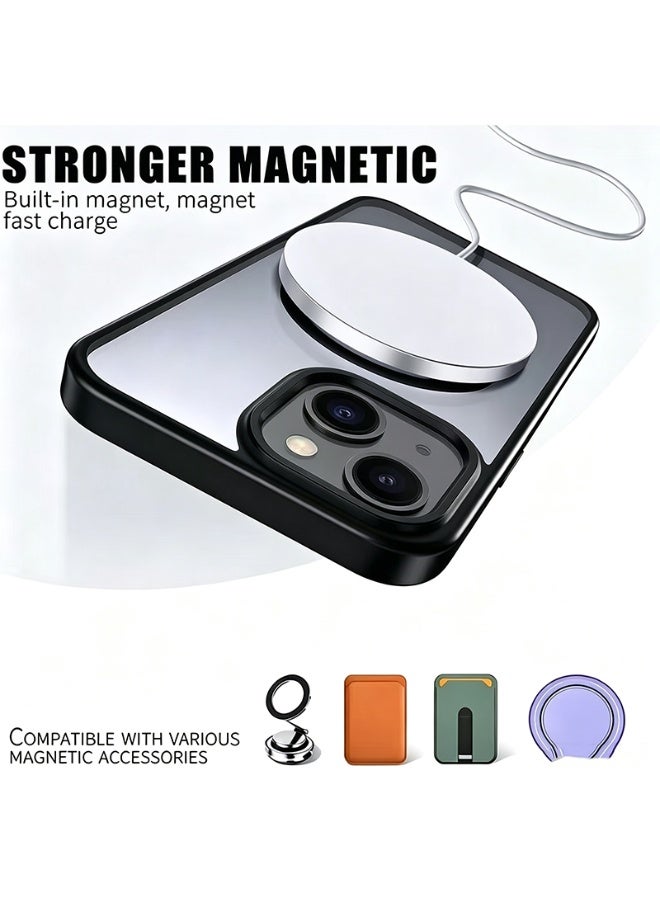 iPhone 15 Plus MagSafe Case Magnetic Back Cover,【Full Shockproof Protection】Translucent Matte Back, Slim Phone Cover with Strong Magnet for Apple 15 Plus (2023)(Black) - Image 2