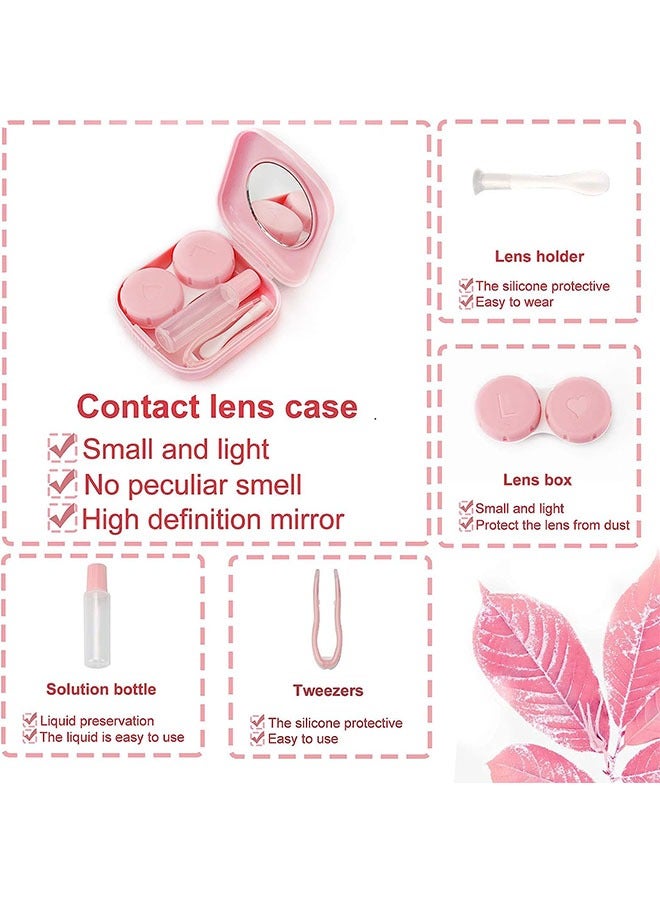 علبة عدسات الاتصال المكونة من 4 قطع، حاوية حامل صندوق عدسات الاتصال، علبة تخزين نقعات عدسات الاتصال الصغيرة الخارجية مع مرآة للسفر وزيارة المنزل (أصفر، وردي، وأزرق، وأرجواني) - Image 3