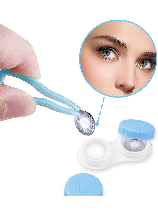 علبة عدسات الاتصال المكونة من 4 قطع، حاوية حامل صندوق عدسات الاتصال، علبة تخزين نقعات عدسات الاتصال الصغيرة الخارجية مع مرآة للسفر وزيارة المنزل (أصفر، وردي، وأزرق، وأرجواني) - Image 4