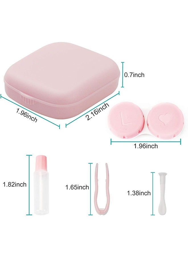 علبة عدسات الاتصال المكونة من 4 قطع، حاوية حامل صندوق عدسات الاتصال، علبة تخزين نقعات عدسات الاتصال الصغيرة الخارجية مع مرآة للسفر وزيارة المنزل (أصفر، وردي، وأزرق، وأرجواني) - Image 2