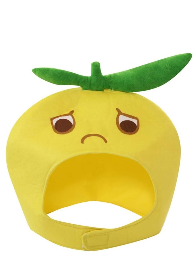 SYOSI Lemon Hat Plush Fruit Cap Novelty Headgear Headwear Costume Photo Prop for Theme Party Supplies Funny Prom - Image 1