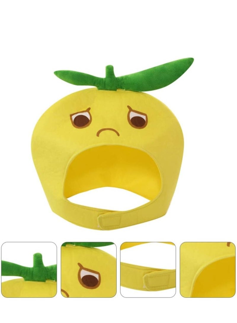 SYOSI Lemon Hat Plush Fruit Cap Novelty Headgear Headwear Costume Photo Prop for Theme Party Supplies Funny Prom - Image 3