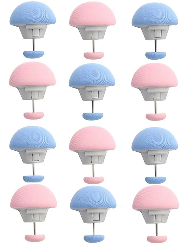 ZONVER ZONVER® Bed Sheet Clips Mushroom Duvet Cover Pins Holding Clips Non-Slip Cover Fixator Comforter Quilt Anti-Movement Bed Quilt Clamps with One-Key Unlock for Blanket Color Pink & Blue (Mix Pack of 12) - Image 1