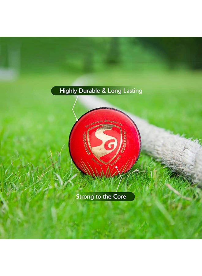 SG كرة كريكيت للنادي (وردي) | كرة جلدية | للكبار | مقاومة للماء | كرة مكونة من أربع قطع - Image 3