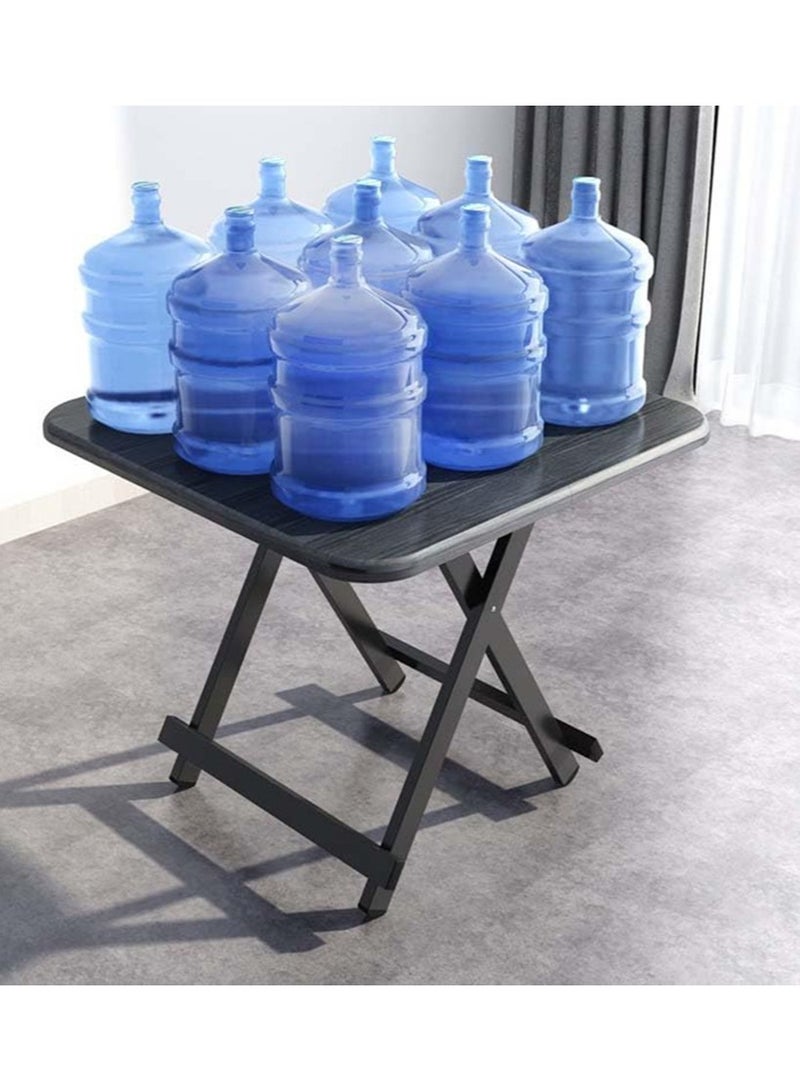 إسكدنيا طاولة قابلة للطي وطاولة تخييم قابلة للطي وطاولة نزهة خارجية وطاولة عشاء قابلة للطي مع سطح خشبي وإطار معدني للتخييم والحفلات والمنزل والشواء في الفناء الخلفي 60*60*75 سم (أسود) - Image 3