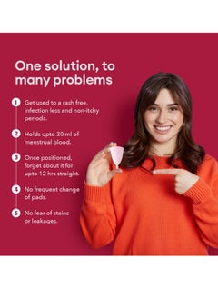 NAMYAA Namyaa Ultra Soft Reusable Menstrual Cup with Pouch & Cup Wash, Large Size (20-28ml), Pink  - Image 2