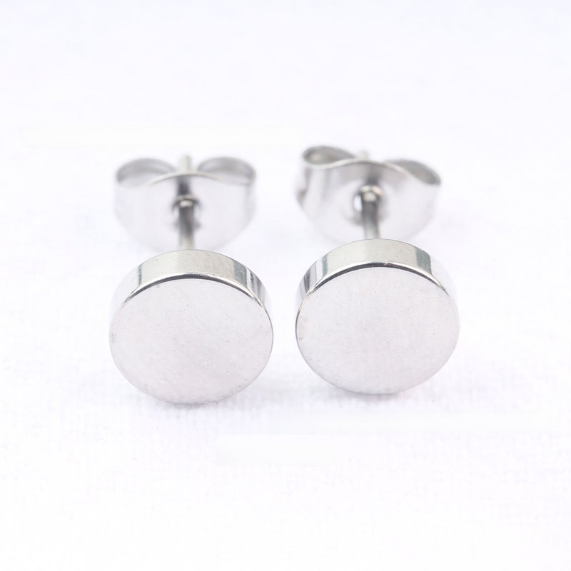 Fashion Titanium Barbell Earrings for Men and Women 7mm steel color one