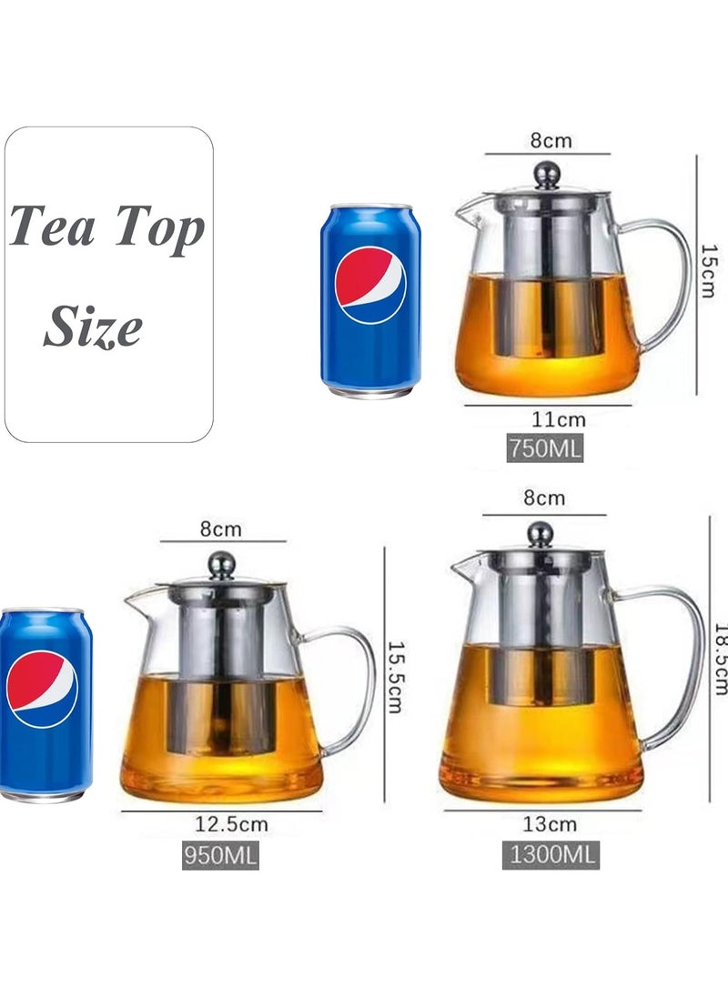 Generic - Round Glass Tea Pot, Borosilicate Glass Teapot, Loose Leaf Tea Kettle, 1300 ml Borosilicate Glass Heat Resistant Clear Leaf Teapot with Infuser Strainer for Microwavable and Stovetop Safe - Image 1