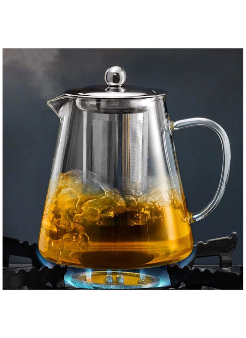 Generic - Round Glass Tea Pot, Borosilicate Glass Teapot, Loose Leaf Tea Kettle, 1300 ml Borosilicate Glass Heat Resistant Clear Leaf Teapot with Infuser Strainer for Microwavable and Stovetop Safe - Image 1