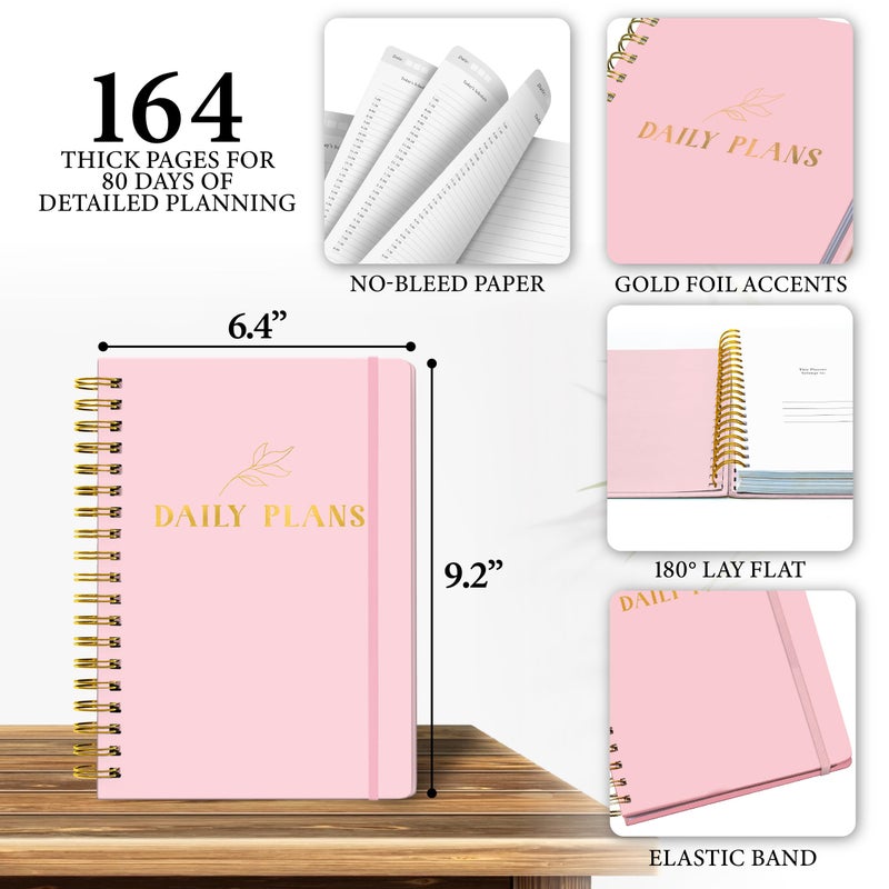 Only Zest Undated Daily Planner with Hourly Schedule â€“ Minimalist Notebook for Work, Home & Daily Writing | Simple Matte Notes for Goals, Appointments & Productivity, Elegant Cardstock Pages, Pink - Image 4