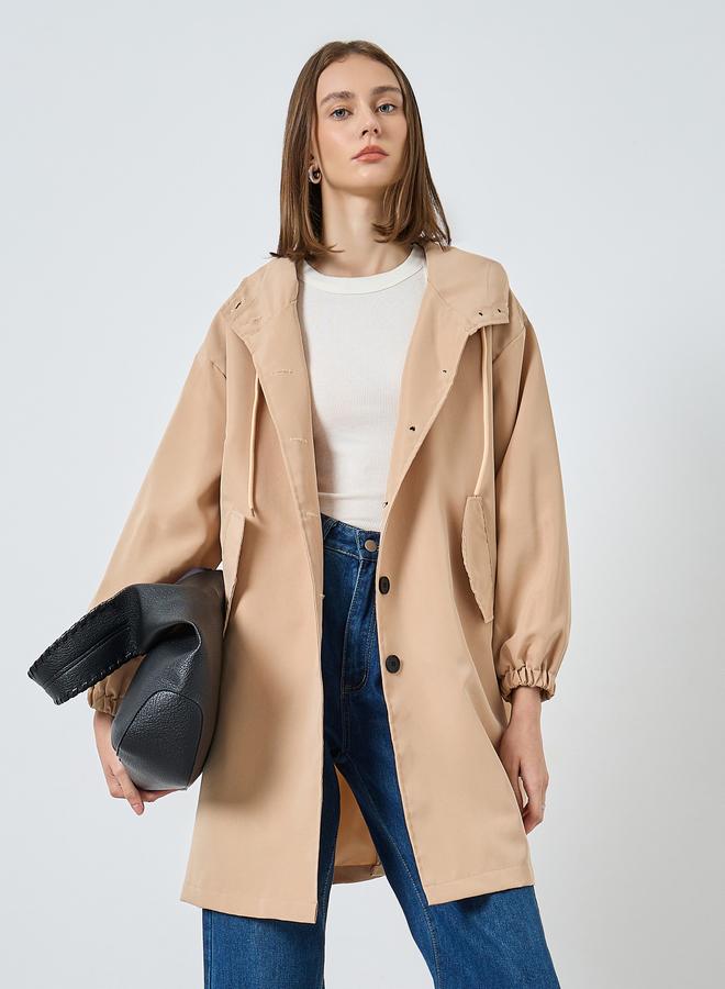Styli Beige Oversized Longline Utility Jacket - Image 1