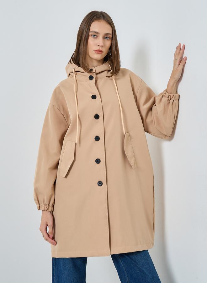 Styli Beige Oversized Longline Utility Jacket - Image 3