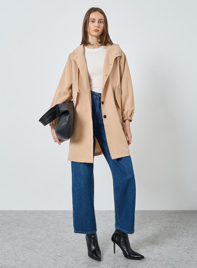 Styli Beige Oversized Longline Utility Jacket - Image 2