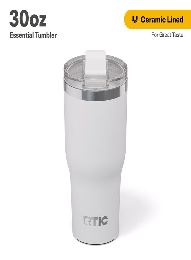 RTIC 30oz Essential Tumbler with Lid, Ceramic Lined, Insulated, Stainless Steel, Metal, Double Wall Vacuum-Insulation, Travel Cup for Iced Coffee, Tea, Hot and Cold Drink, White - Image 2