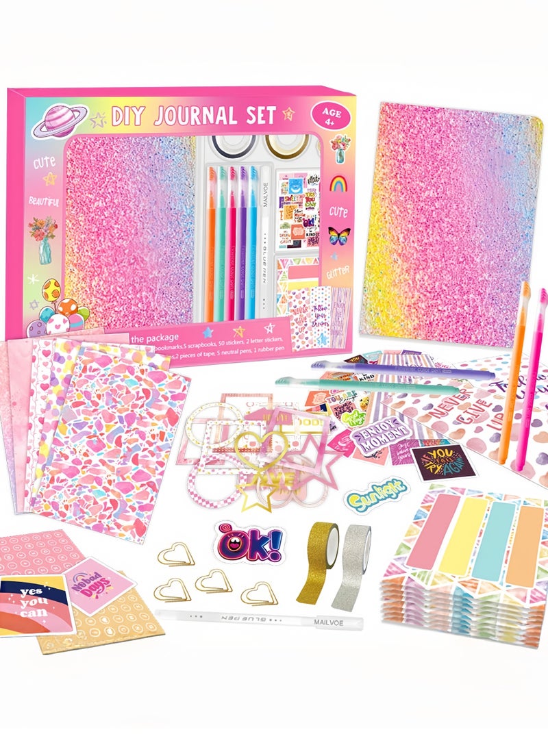 Wisalia DIY Journal Kit for Girls with Varity Accessories,DIY Journal Set for Tween Teen Girls,Stationery Set,Scrapbook Diary Supplies Set,Journaling Art Crafts Kit,Ideal Gifts for  Girl  - Image 1