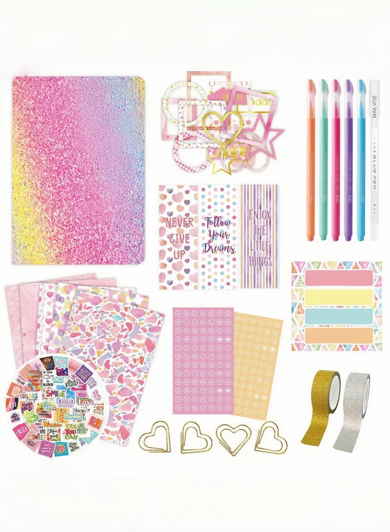 Wisalia DIY Journal Kit for Girls with Varity Accessories,DIY Journal Set for Tween Teen Girls,Stationery Set,Scrapbook Diary Supplies Set,Journaling Art Crafts Kit,Ideal Gifts for  Girl  - Image 3