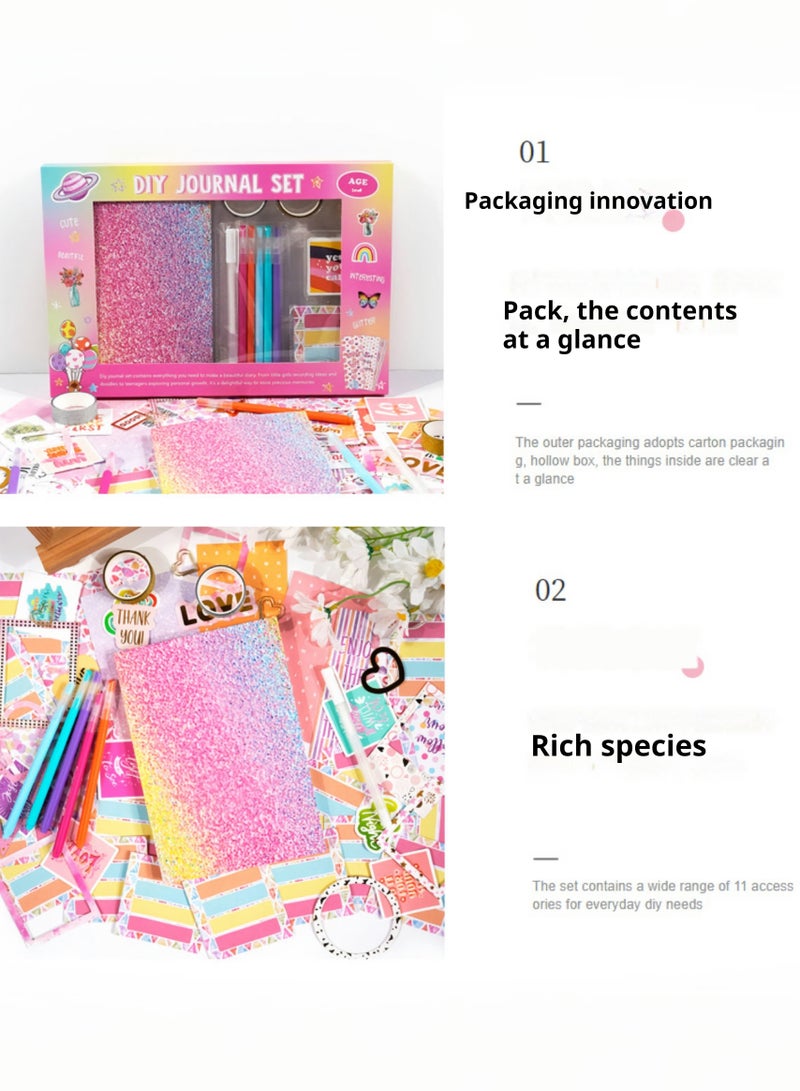 Wisalia DIY Journal Kit for Girls with Varity Accessories,DIY Journal Set for Tween Teen Girls,Stationery Set,Scrapbook Diary Supplies Set,Journaling Art Crafts Kit,Ideal Gifts for  Girl  - Image 4