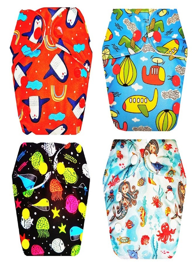 حفاضات قماشية فاخرة من دمبلدو للأطفال حديثي الولادة مع حشوة داخلية (عبوة من 4 قطع) | شعور بالجفاف والراحة | مانعة للتسرب | أزرار كبس قابلة للتعديل | مصممة من قبل الأمهات | من 0 إلى 4 أشهر | للجنسين - Image 1