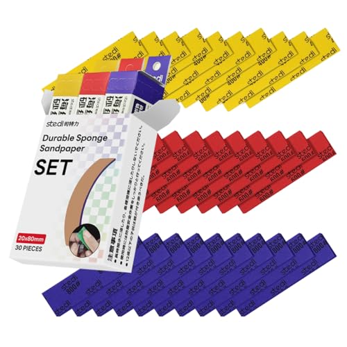 stedi Sanding Sponge for Model Gundam Building,3mm Hobby Model Tools Hand Sanding Block Waterproof Wet Dry Reuse #400#600#800 Grit Sandpaper, 30 Sheets - Image 1