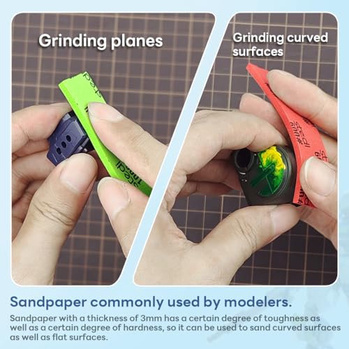 stedi Sanding Sponge for Model Gundam Building,3mm Hobby Model Tools Hand Sanding Block Waterproof Wet Dry Reuse #400#600#800 Grit Sandpaper, 30 Sheets - Image 3
