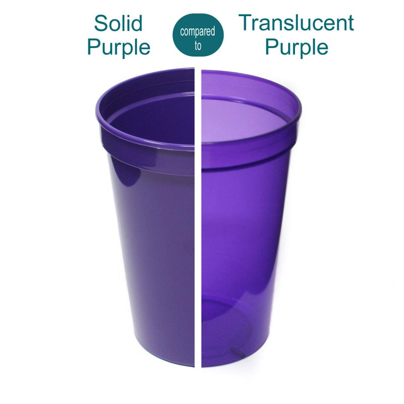 Rolling Sands 16 Oz Reusable Plastic Stadium Cups  Bulk 50 Pk  USA Made  BPA-Free Dishwasher Safe Plastic Tumblers  Translucent Purple - Image 2