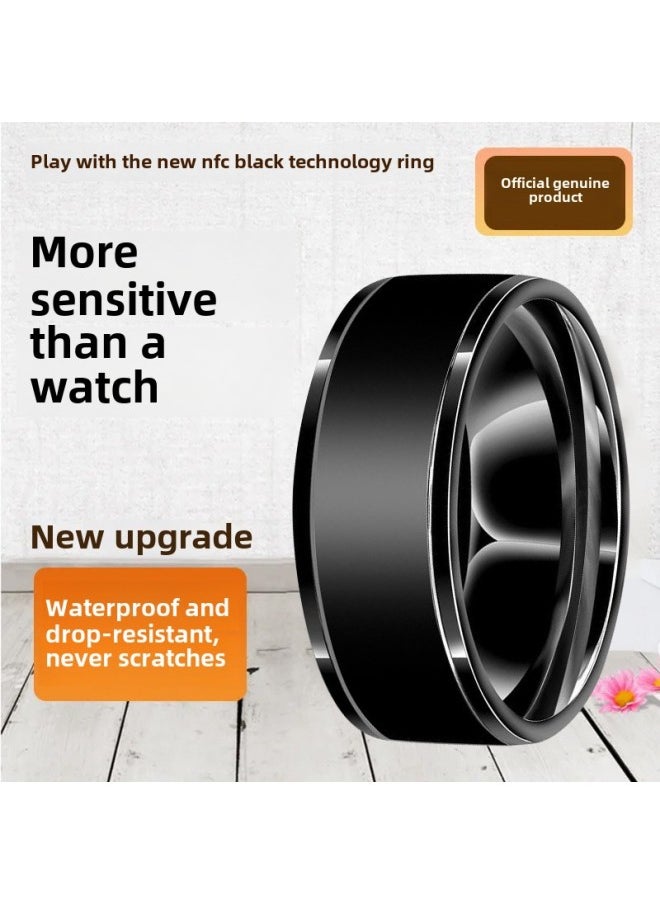 Generic NFC Multi-function Ring Solar WIFI Temperature Ring Shaking Sound Network Red Technology Access Card Ring-Colour:[waterproof Ring] Silver Size 12 Finger Circumference 67.2mm  - Image 2