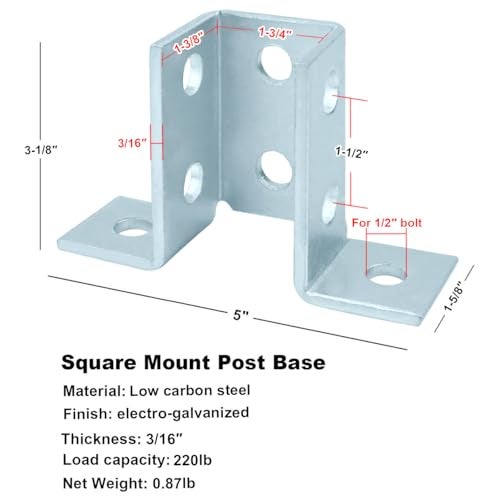 heneng 4 Pcs 8 Hole Wing Shaped Fitting for 1-5/8" Strut Channel, 90 Degree Connector Bracket, 3/16" Thick - Image 2