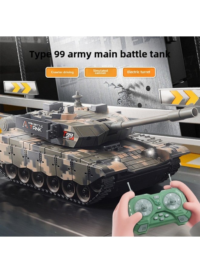 Children's Remote Control Car Tank Toy Car Sound And Light Cannon Model Main Battle Electric Armored Car Crawler Boy-Color:Type 99 Remote Control Tank Color Box  - Image 2