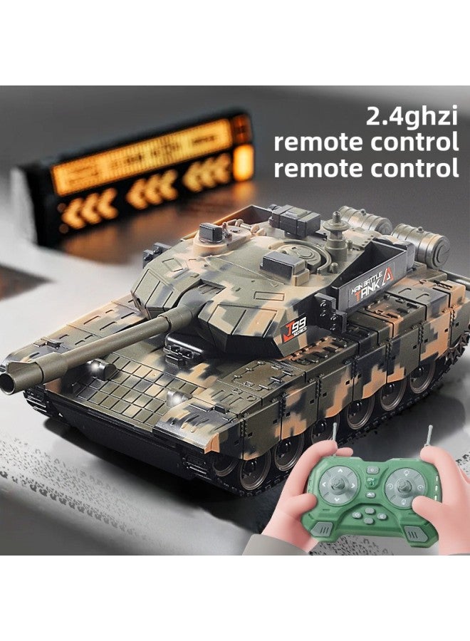 Children's Remote Control Car Tank Toy Car Sound And Light Cannon Model Main Battle Electric Armored Car Crawler Boy-Color:Type 99 Remote Control Tank Color Box  - Image 4