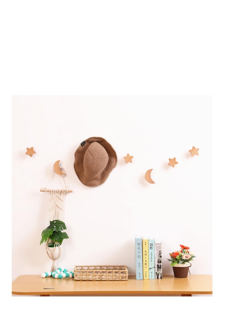 XiuWoo Wood Wall Hooks for Hanging - 6 Pack Coat Adhesive Mounted & Mounted, Wooden Rustic Farmhouse Heavy Duty Towel Hooks, Coats, Towel, Hat, Keys, Purse, Bag - Image 4