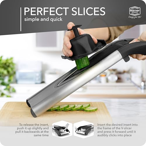 Börner by Reston Lloyd Mandoline Slicer V6 (Professional Set) • Stainless Steel Slicer with V-Blade • Adjustable Kitchen Slicer for Vegetables & Fruits • Various Thicknesses & Grater - Image 2