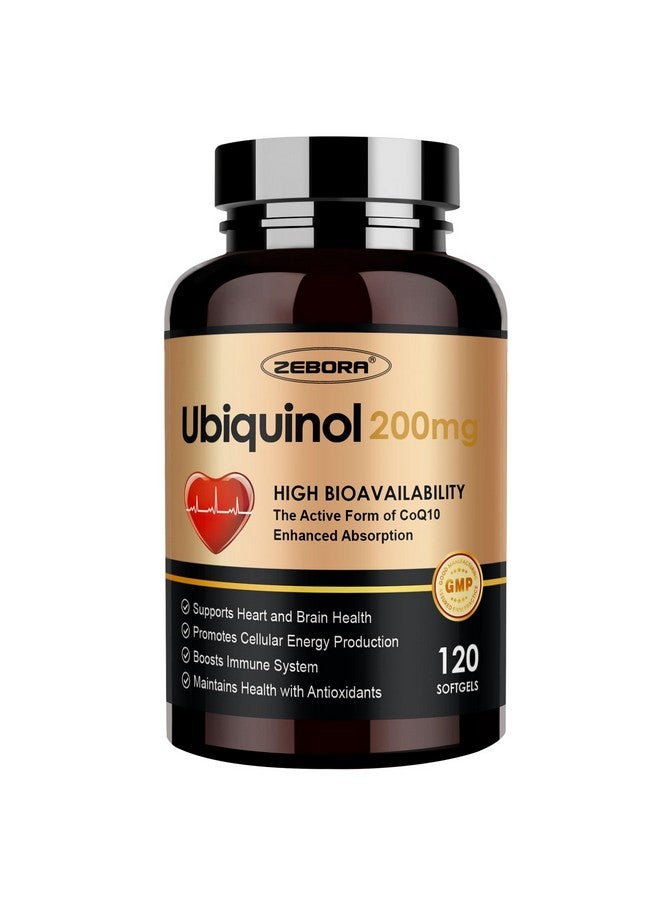 ZEBORA Ubiquinol CoQ10 200mg Softgels, 4-in-1 Powerful Antioxidant for Heart and Vascular Health, Essential for Energy Production, Max Absorption Active Form of CoQ10, 120 Softgels - Image 1