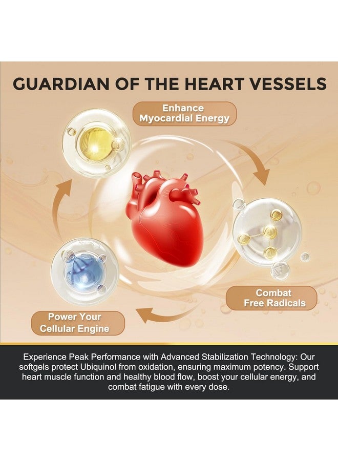 ZEBORA Ubiquinol CoQ10 200mg Softgels, 4-in-1 Powerful Antioxidant for Heart and Vascular Health, Essential for Energy Production, Max Absorption Active Form of CoQ10, 120 Softgels - Image 4