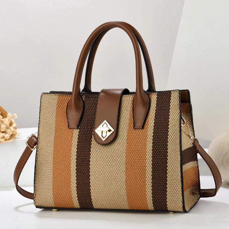 New Colored Trendy Elegant Canvas Fashionable Shoulder Crossbody Bag Large Capacity Bucket Bag Wear-Resistant Simple Lightweight - Image 1