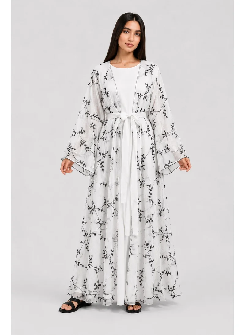 عباءات ريم Women's Organza Abaya with Matching Sheila