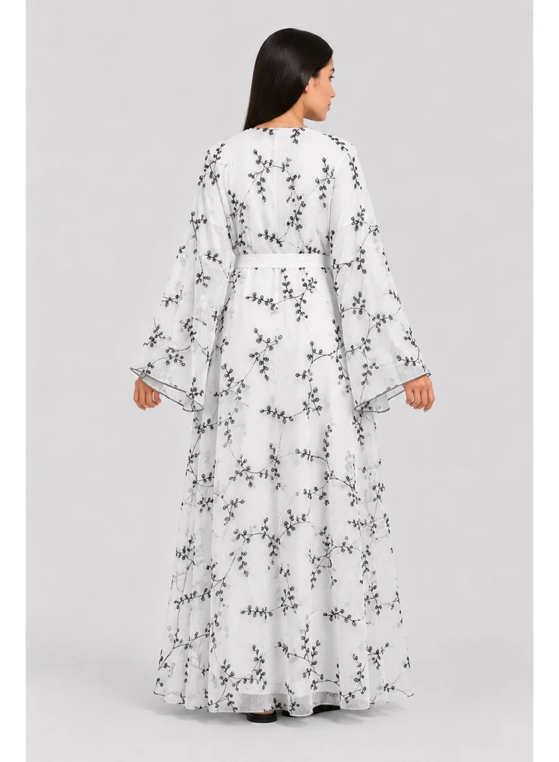 عباءات ريم Women's Organza Abaya with Matching Sheila