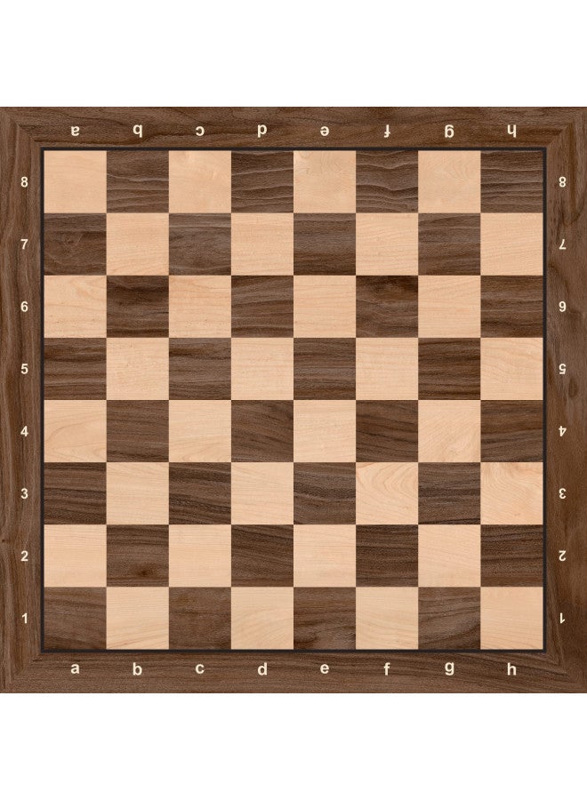 A&A 18.875" Professional Wooden Tournament Chess Board/Walnut & Maple Inlaid / 2.0" Squares w/Notation - Image 2