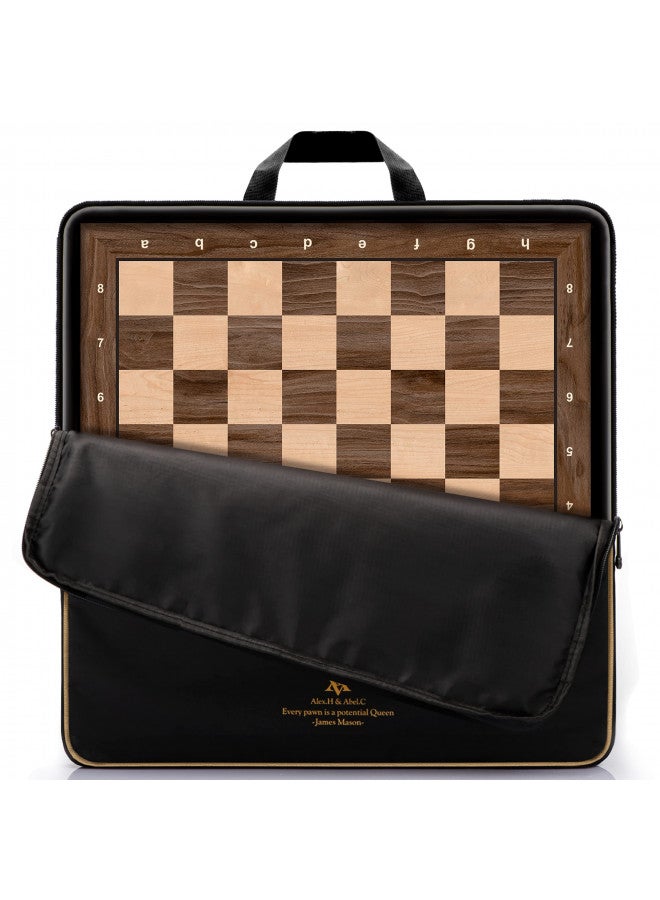A&A 18.875" Professional Wooden Tournament Chess Board/Walnut & Maple Inlaid / 2.0" Squares w/Notation - Image 1